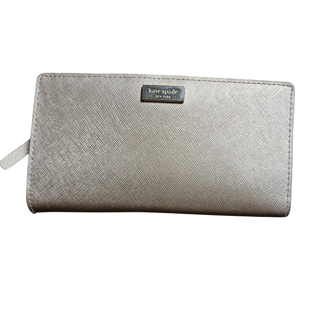 Kate Spade New York Stacy Saffiano Leather Slim Bifold Wallet Champagne Gold